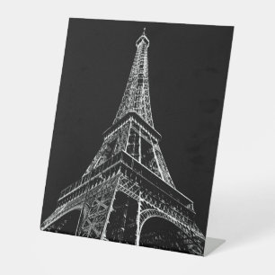 Schwarz Weiße Eiffelturm Paris Reise Vintage Sockelschild