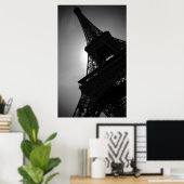 Schwarz-weiße Eiffelturm-Silhouette in Paris Poster (Heimbüro)