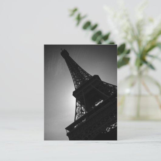 Schwarz-weiße Eiffelturm-Silhouette in Paris Postkarte (Stehend Vorderseite)