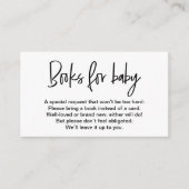 Schwarz-weiße einfache Bücher für Babywünsche Begleitkarte (Vorderseite)