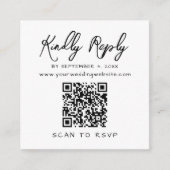 Schwarz-weiße einfache Elegant-QR-Codeantwort Begleitkarte (Vorderseite)