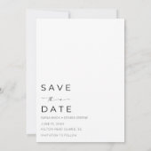 Schwarz-weiße einfache Hochzeit am Strand Save the Date (Rückseite)