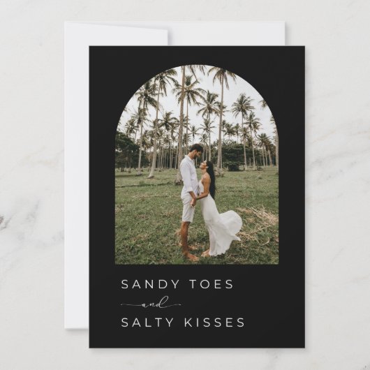 Schwarz-weiße einfache Hochzeit am Strand Save the Save The Date (Vorderseite)