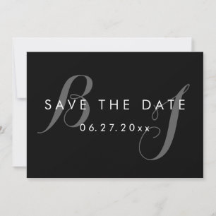 Schwarz-Weiße einfache Hochzeit Save The Date Kart Einladung