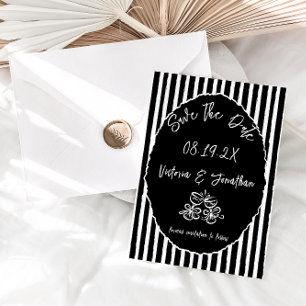 Schwarz-weiße einfache Hochzeit - Termin merken Save The Date