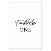 Schwarz-weiße einfache Skripthochzeit Tischnummer (Rückseite)