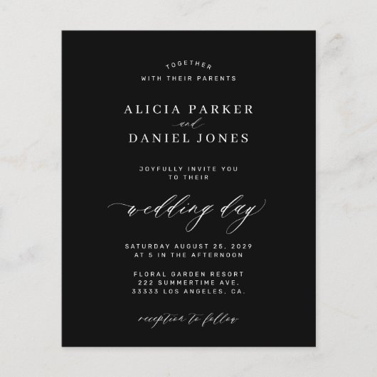 Schwarz-weiße Einladung (Vorderseite)