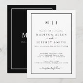 Schwarz-weiße Einladung für Minimalistische Hochze (Vorne/Hinten)