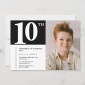 Schwarz-weiße Einladung zum 10. Geburtstag Chic Fo (Vorderseite)