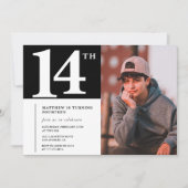 Schwarz-weiße Einladung zum 14. Geburtstag Chic Fo (Vorderseite)