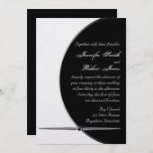 Schwarz-weiße Einladung zum Hochzeitsfeiern (Vorne/Hinten)
