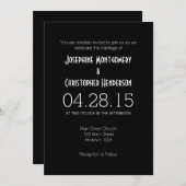 Schwarz-weiße Einladung zur Hochzeit (Vorne/Hinten)