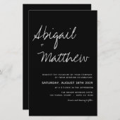 Schwarz-weiße Einladung zur Hochzeit (Vorne/Hinten)