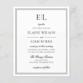 Schwarz-weiße Einladung zur Hochzeitsfeier