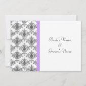 Schwarz-weiße Einladungen zu einer Lila Damassohle (Rückseite)