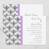 Schwarz-weiße Einladungen zu einer Lila Damassohle (Vorne/Hinten)