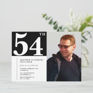 Schwarz-weiße Einladungen zum 54. Geburtstag Foto