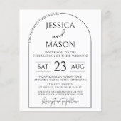 Schwarz-weiße Einladungen zum Hochzeitsfeiern (Vorderseite)