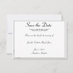 Schwarz-weiße Elegance Brides Wedding speichern da Save The Date