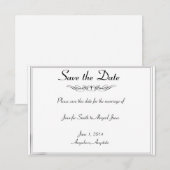 Schwarz-weiße Elegance Brides Wedding speichern da Save The Date (Vorne/Hinten)