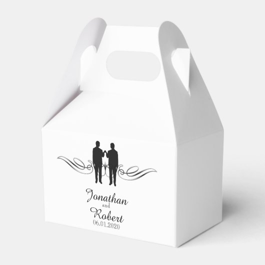 Schwarz-weiße Elegance Gay Gastgeschenk Hochzeit B Geschenkschachtel (Vorderseite)