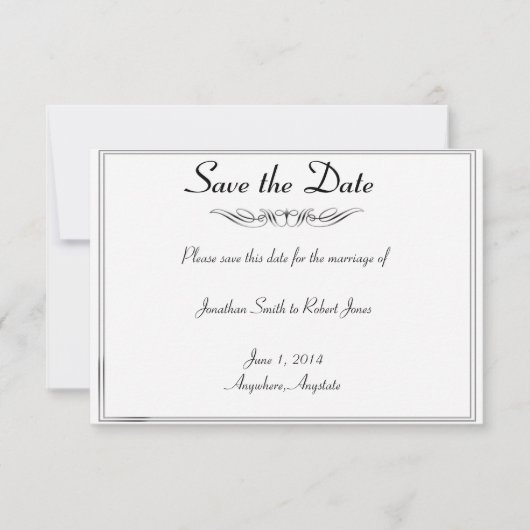 Schwarz-weiße Elegance Groom Wedding Save the Date (Vorderseite)