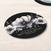 Schwarz-weiße Elegant-Hochzeit Runder Pappuntersetzer (Angewinkelt)