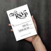 Schwarz-weiße Elegant-Typografie-Hochzeit RSVP Karte