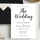 Schwarz-weiße Elegant-Typografie-SkriptWedding Einladung