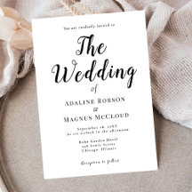 Schwarz-weiße Elegant-Typografie-SkriptWedding