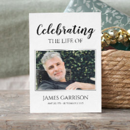 Schwarz-weiße Elegante Beerdigungskarte mit Foto Begleitkarte