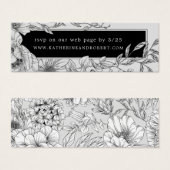 Schwarz-weiße elegante Blumenkarte (Vorne & Hinten)