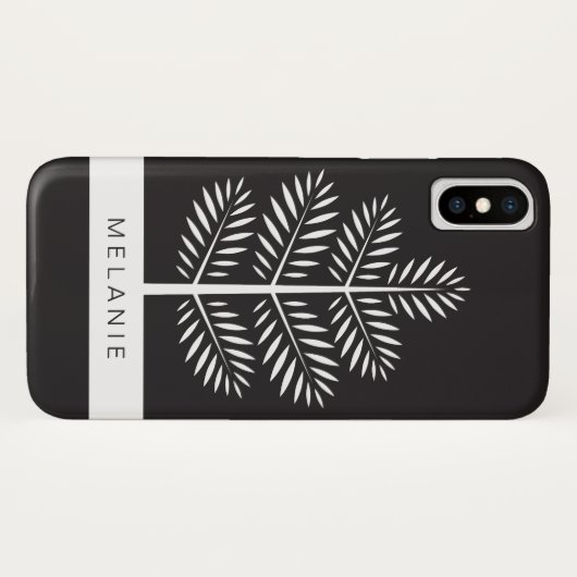 Schwarz-weiße elegante botanische Tropenzweig Case-Mate iPhone Hülle (Rückseite (Horizontal))