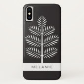 Schwarz-weiße elegante botanische Tropenzweig Case-Mate iPhone Hülle (Rückseite)