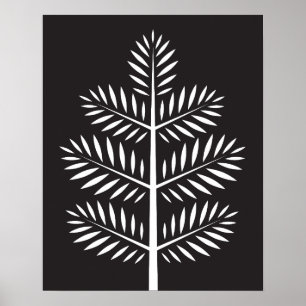 Schwarz-weiße elegante botanische tropische Zweigs Poster