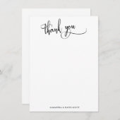 Schwarz-weiße Elegante Calligraphie Einfach Danke (Vorne/Hinten)