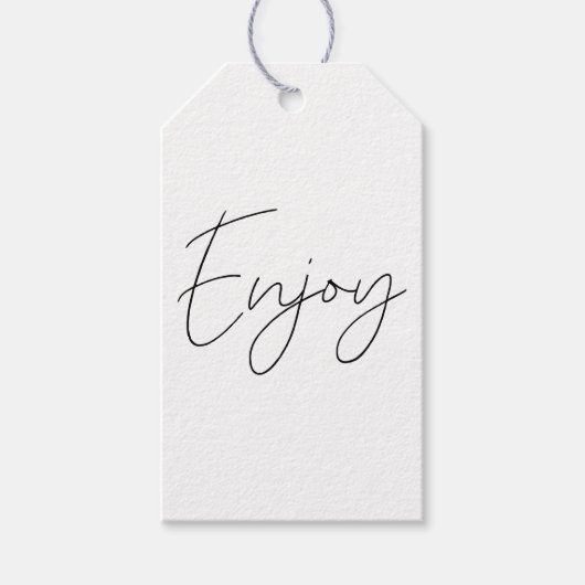 Schwarz-weiße Elegante Calligraphie genießen Handm Geschenkanhänger (Vorderseite)