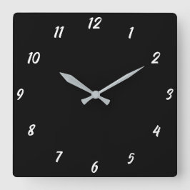 Schwarz-weiße Elegante Farbprägung Quadratische Wanduhr