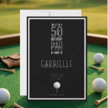 Schwarz-weiße elegante Golfball 50 Geburtstags-Par