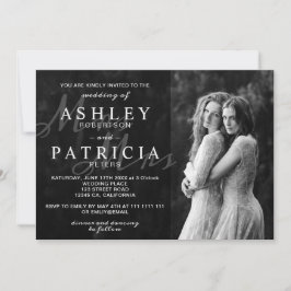 Schwarz-weiße, elegante Hochzeit im Foto Einladung