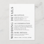 Schwarz-weiße elegante Hochzeitskarten Begleitkarte (Vorderseite)