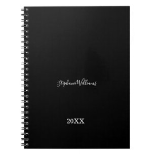 Schwarz-weiße Elegante Individuelle Name Jahr Gesc Notizblock