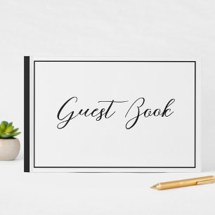 Schwarz Weiße elegante Kalligrafie-Schrift  Gästebuch