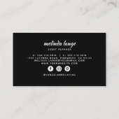 Schwarz-weiße elegante Kiefernzweigung Visitenkarte (Rückseite)