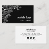 Schwarz-weiße elegante Kiefernzweigung Visitenkarte (Vorne/Hinten)