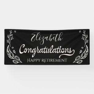 Schwarz-weiße Elegante Monogram Happy Retirement Banner