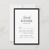Schwarz-weiße elegante Skript-Hochzeit QR-Code RSVP Karte (Vorderseite)