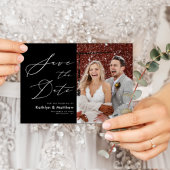 Schwarz-weiße, elegante Skripte Moderne Hochzeit d Save The Date