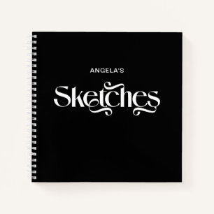 Schwarz-weiße elegante Typografie-Skizzen Notizblock