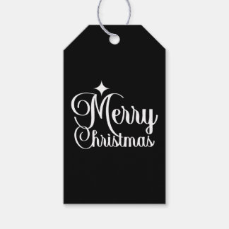Schwarz-weiße elegante und festliche Frohe Weihnac Geschenkanhänger